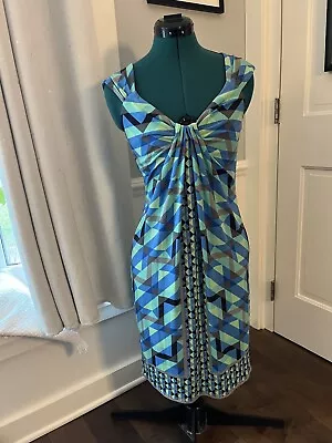 Maggy L London Dress Size 6 Geometric Blue Green Black • $10