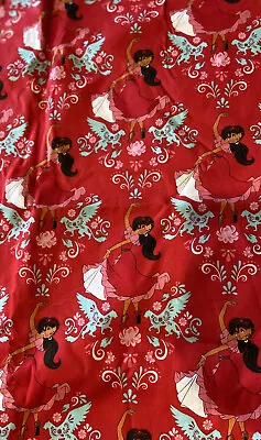 Disney Elena Of Avalor Red 100% Cotton Fabric 1.25 + Yd By 44” Princess Material • $12.80