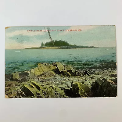 Postcard Maine Rockland ME Spruce Island Crescent Beach 1910s Unposted Divided • $1