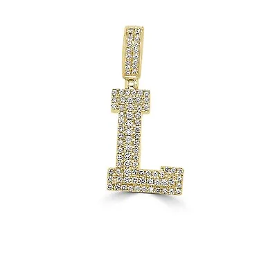 14k Gold Diamond Initial L Necklace Charm Necklace Varsity Initial Pendant L • $499