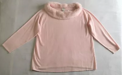 Vintage Fashion Bug Womens Long Sleeve Light Pink Fur Trim Sweater Size 18-20 • $30