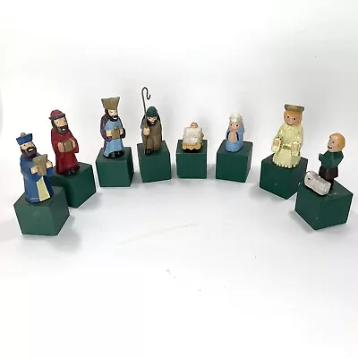 Midwest Of Cannon Falls Wooden Christmas Nativity Figurines On Wooden Blocks 8pc • $19.97