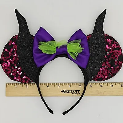 Disney Villains Sequin Headband Minnie Ears MALEFICENT Horns Parks Or Halloween • $9.99