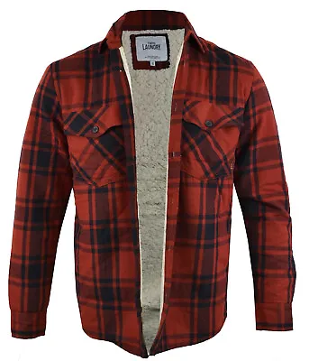 Mens Tokyo Laundry Sherpa Lined Flannel  Lumberjack Check Shirt Button Up S-XXL • £24.99
