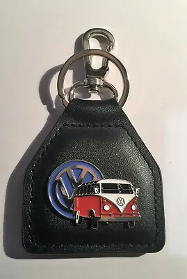 VW Volkswagen Kombi Metal And Leather Key Chain/Ring 2 Clip Car Gift Red/Blue • $17.50