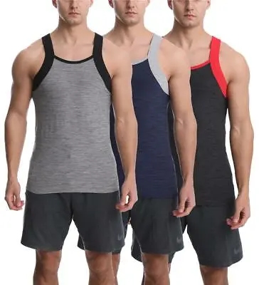 Different Touch  Men's 3 Pack Dry Fit Square Cut  Contrast Color  Tank Tops • $39.99