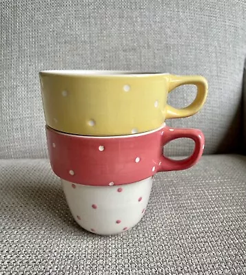 Marks And Spencer Pair Of Polka Dot Spotty Stacking Mugs • £9