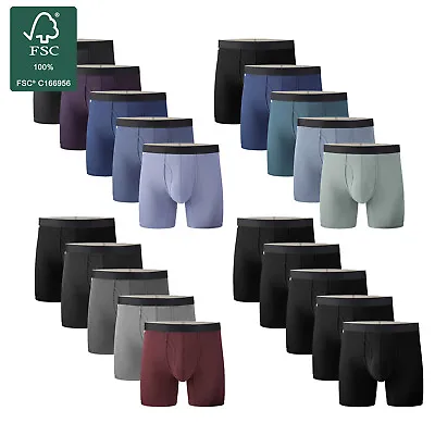 BAMBOO COOL Men's Bamboo Boxer Briefs 5 Pack Underwear Trunks Moisture-wicking • $32.19