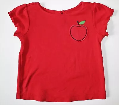 Gymboree Prep School Girls Red Apple Short Sleeve Shirt Size 12-18 Months EUC • $8.50