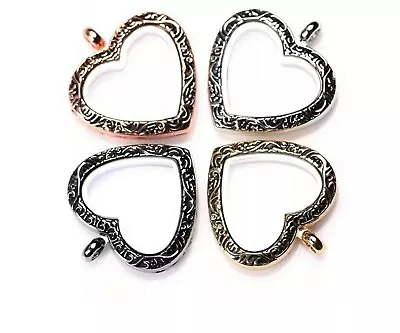 Floating Charm Heart Locket Pendants Magnetic Memory Glass Charm Lockets • $9.95