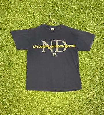 Vintage Notre Dame Shirt Fighting Irish Mens Single Stitch Sports Size Large USA • $18.88