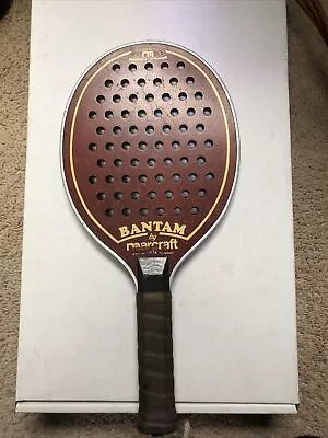 Vintage Bantam By  Marcraft Paddle Ball Racquet Large Cowhide Leather Wooden • $24.18