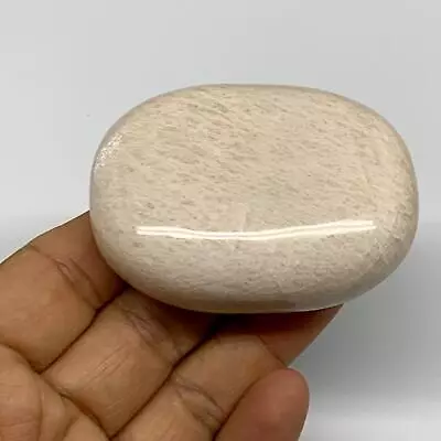 123.3g2.5 X1.8 X0.9  Peach Moonstone Crystal Palm-Stone Polished Reiki B27981 • $11.25