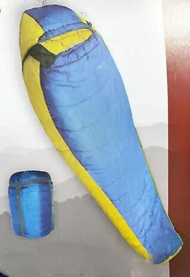 Youth Mummy Sleeping Bag Blue Yellow 26 In X 66 In +20F Rated • $23.99