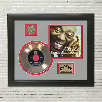 Louis Armstrong What A Wonderful World Framed Pic Sleeve Gold 45 Rec Display M4 • £145.92