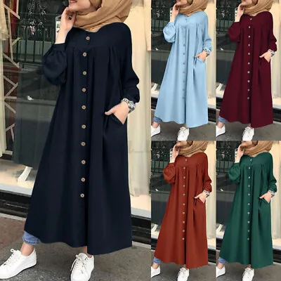 ZANZEA Women Full Length Muslim Abaya Kaftan Islamic Robe Caftan Long Maxi Dress • $23.09