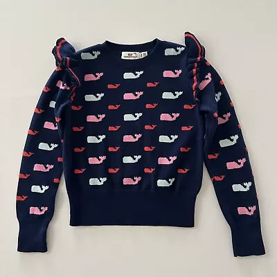 Vineyard Vines Girls 5-6 Blue Whale Print Sweater • $30