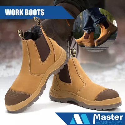 RockRooster Safety Work Boots Leather Elastic Sided Bobcat Oiled Kip AU=UK SIZE • $124.07