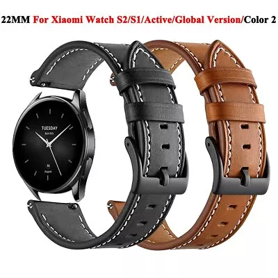 22mm Leather Watch Band Strap For Xiaomi Mi Watch S1 S2 42 46mm Color Active Pro • £8.39