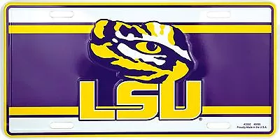 LSU Tigers Purple White Metal License Plate • $8.95