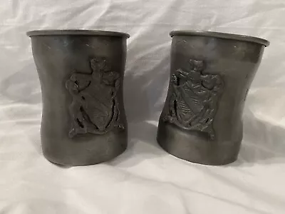 Vintage Medieval Style Coat Of Arms Pewter Beer Tankard Mug Set Made In Italy • $46.88