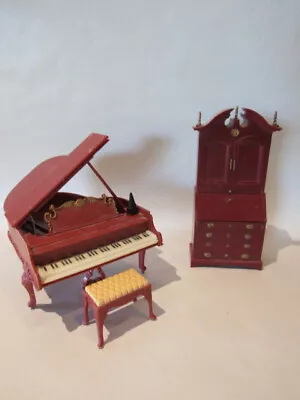 Marx Little Hostess Dollhouse Furniture Grand Piano Bench Secretary • $25