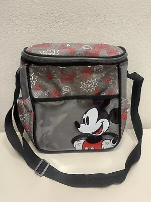 Genuine Disney Baby Grey Red & Black Mickey Mouse Diaper / Bottle Bag • $14.99