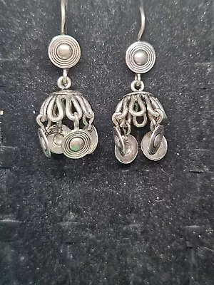 Decorative Sterling Silver Earrings With Bells Tibetan Unusual Unique Lot G4 • £0.99