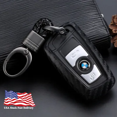 1x Car Key Case Cover Accessories Carbon Fiber Look For BMW 3 5 Series US STOCK • $8.78