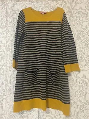 Eliza J Lagenlook Draped Pockets Striped Knit Dress Black Gray Mustard Yellow XL • $28