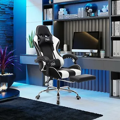 Neo Leather Gaming Racing Chair Office Executive Recliner With Leg Rest Massage • £99.99