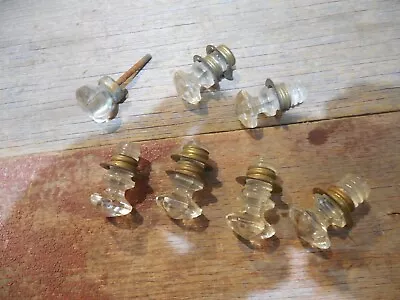 7 Old Cabinet Knobs Crystal Glass Sellers Overmyer Threaded Antique Vintage Pull • $29.99