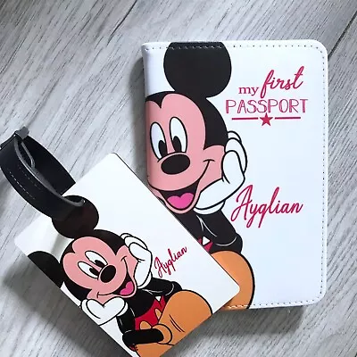 Personalised Passport Cover And Luggage Set - Mickey Mouse Design • £14