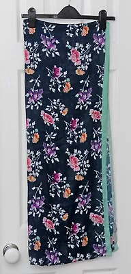 NATIONAL TRUST Cotton-Mix Floral/Navy/Green Trim LONG SCARF • £2.20