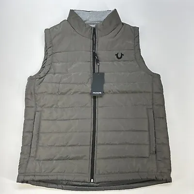 True Religion Brand Jeans Sleeveless Puffer Vest Men’s M Granite Gray NWT $149 • $61.76