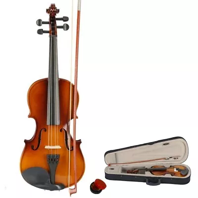 New 3/4 Acoustic Violin Case Bow Rosin Natural • $78