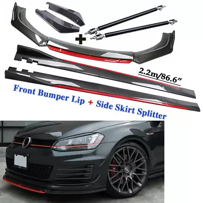 Carbon Fiber Front Bumper Lip Spoiler + Side Skirt Rear For Volkswagen Rabbit • $159.99