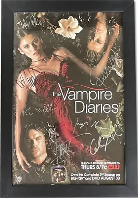 Vampire Diaries Cast Signed 11X17 Poster Somerhalder Dobrev +5 JSA Custom Framed • $699.99