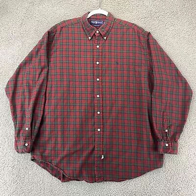 Ralph Lauren Adult XL Red Green Lumberjack Plaid Flannel  Button Up Shirt Mens • $16.99