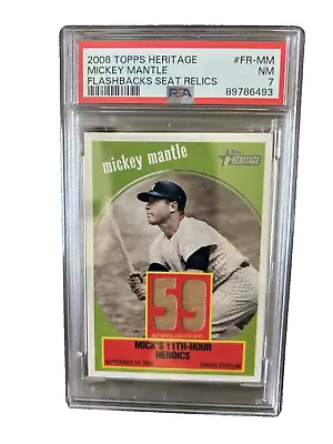 2008 Topps Heritage #FR-MM Flashbacks Seat Relics Mickey Mantle PSA Grade 7 NM • $10.32