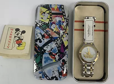 Disney Time Works Watch Disneyland Castle Silver & Gold Color Metal New In Box • $84.95