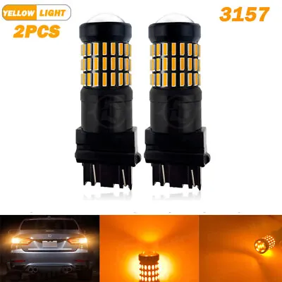 2Pcs 3157 3000K Yellow LED Reverse Tail Brake Turn Signal DRL Light Bulbs Lamp • $12.89