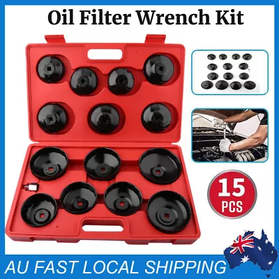 15PCS Oil Filter Cap Cup Type Wrench Removal Tool Set Removal Socket Set Kit AU • $37.90