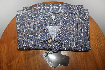 Visconti Black Mens Casual Button-up Shirt 100% Cotton Blue Brown Multi Size M • $27.99