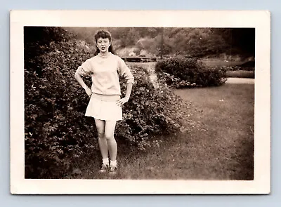 Vintage Photograph Attractive Young Woman Posed In Short Skirt Saddle Shoes • $4.99