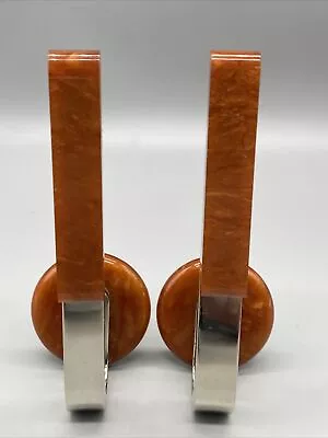 £37 • Buy Art Deco Butterscotch Phenolic Catlin Bakelite Amber + Chrome Door Handles Pair