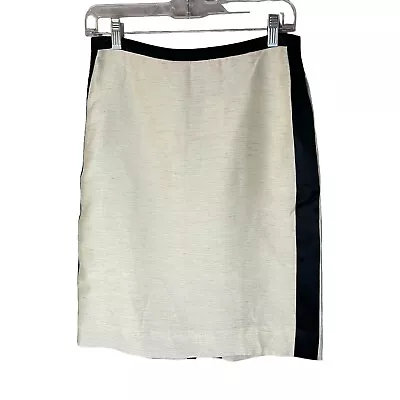 J. Crew Cream Black No. 2 Pencil Linen Silk Skirt Size 2 New • $16