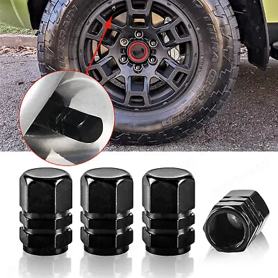 $11.56 • Buy 4Pcs BLACK Work Tire Air Valve Stem Aluminum Caps Wheel SUV For Toyota 4Runner