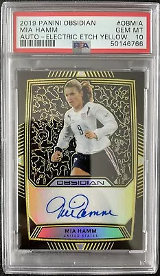 2019 Panini Obsidian Mia Hamm AUTO /10 Electric Etch Yellow PSA 10 - POP 1 • $1650