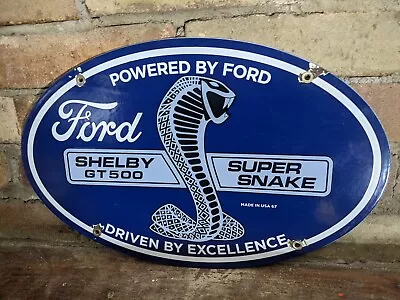 Vintage 1967 Ford Motor Company Shelby Super Snake Porcelain Sign 15  X 10  • $168.99